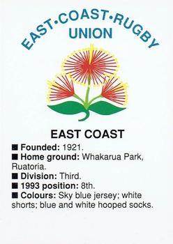 1994 The Evening Post Rugby Ladder Cards #NNO East Coast Front